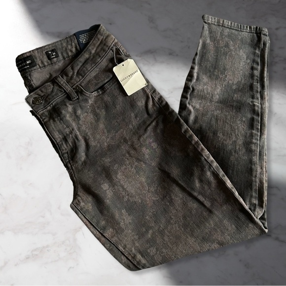 Lucky Brand Lolita Skinny Jeans Grey Wash Floral Print Size 10/30 - Picture 5 of 8